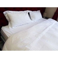Reys Fine Linen 300TC 100% Cotton Queen Duvet Cover Set Plain White Home Theatre System Photo