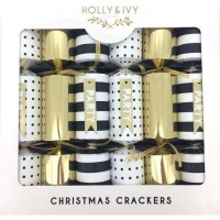 Holly Ivy Holly & Ivy 14" Luxury Crackers - Gold Foil & Matt Black Patterns Photo