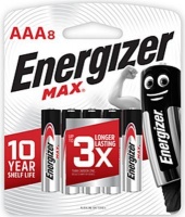 Energizer E92BP8T 1.5v MAX Alkaline AAA Battery Card 8 Photo