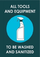 Tower ABS Sign - Tools And Equipment To Be Washed And Sanitized Photo