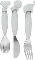 Bo Jungle Silicone Spoon-Fork-Knife Set Grey Photo