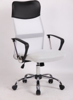 WOC IC3 White Mesh High Back Chair with Black Vegan Leather Accents Photo