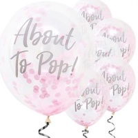 Ginger Ray Oh Baby! - About To Pop! Printed Pink Confetti Balloons Photo