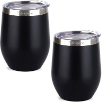 Lifespace Premium Stainless Steel Matt Black Double Walled Wine Cups / Mugs Photo