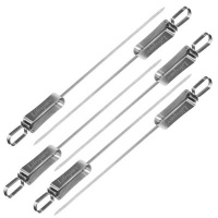 Lifespace Quality Set of 6 Stainless Steel Flat Kebab Skewers with Push Bar Photo