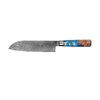 Lifespace Premium 7" Santoku Knife with Resin Handle & Full Tang Damascus Blade Photo