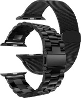 Gretmol Black 3 Bead & Milanese Mesh Apple Watch Straps Combo - 42 mm & 44 mm Photo