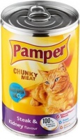 Pamper Chunky Meat - Steak and Kidney Flavour Tinned Cat Food Photo