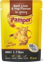 Pamper Fine Cuts Wet Cat Food - Beef Liver Veg Flavour in Gravy Photo