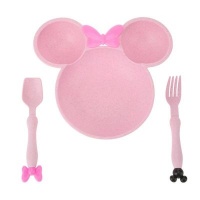 4AKid Minnie/Mickey Mouse Plate & Cutlery Set - Pink Photo