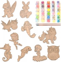 Just Kidding Around JKA Wood Art Craft Toy Girl Bright Theme 10 Creations Kit Photo