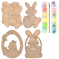 Just Kidding Around JKA - Wood Art Craft Paint Toy - Easter Sweet Themed - 4 Creations Kit Photo