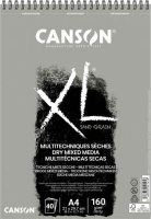 Canson A4 XL Sand Grain Dry Mixed Media Grey Spiral Pad - 160gsm Photo
