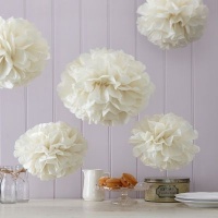 Ginger Ray Vintage Lace - Paper Pom Pom's Ivory Photo