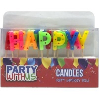 Party With Us Happy Birthday Letter Candles Photo