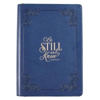 Christian Art Gifts Inc Be Still and Know Classic Faux Leather Zippered Journal in Navy Blue - Psalm 46:10 Photo