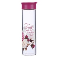 Christian Art Gifts Inc Trust in the Lord Glass Water Bottle in Plum - Proverbs 3:5 Photo