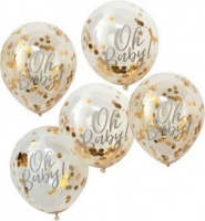 Ginger Ray Oh Baby! - 12" Oh Baby! Balloons Filled with Gold Confetti Photo