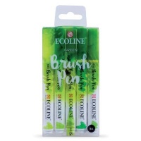 JAS English Talens Ecoline Watercolour Brush Pen Green Set Photo