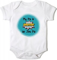 Just Kidding My Pa is GROTER as Jou Pa Short Sleeve Onesie - White Photo