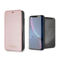 Guess - Bundle Pack Flip Case and Screen Protector iPhone XR Pink Photo