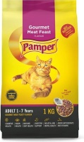 Pamper Dry Cat Food for Adult Cats - Gourmet Meat Feast Flavour Photo