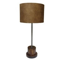 The Lamp Factory Antique Base Table Lamp with Brown Shade Photo