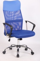 WOC IC3 Blue Mesh High Back Chair with Blue Vegan Leather Accents Photo