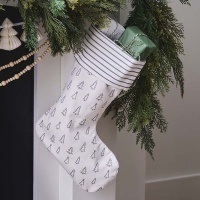 Nordic Noel Tree and Stripe Printed Christmas Stocking Photo