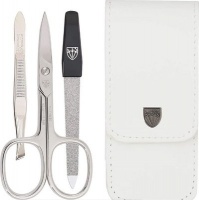 Kellermann 3 Swords Kellermann Manicure Set Genuine Leather Premium White L 56773 P N 3 Piece Photo