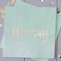 Ginger Ray Pick & Mix - Gold Foiled Mint Green Ombre Hooray! Party Paper Napkins Photo