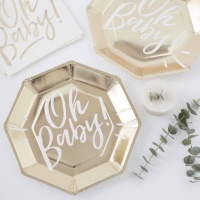 Ginger Ray Oh Baby! - Gold Foiled Paper Plates Photo