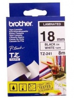 Brother TZ-241 18mm x 8m Black on White Laminated Tape Photo