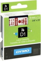 Dymo D1 Standard 9mm x 7m Red on White Label Cassette Photo