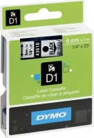 Dymo D1 Standard 6mm x 7m Black on Clear Label Cassette Photo
