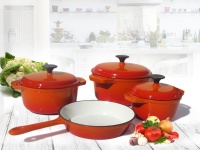 Fine Living - Cast Iron 7-Piece Cookware Set - Orange Photo