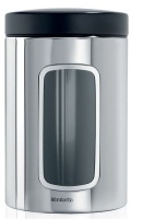 Brabantia - Window Canister With Lid - 1.4 Litre - Black and Brilliant Steel Photo