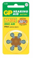 GP Batteries 1.4V ZA312 Hearing Aid Zinc Air BatteriesGP Batteries 1.4V ZA312 Hearing Aid Zinc Air Batteries Card of 6 Photo