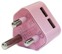 Whizzy Double 3-Pin USB SA Wall Charger 2.1 Amp - Pink Photo