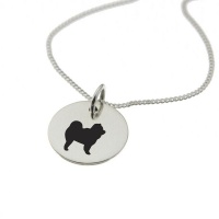 Chow Chow Dog Silhouette Sterling Silver Necklace with Chain Photo