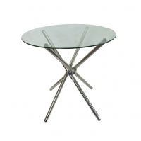 80cm Round Glass Table - Silver Legs Photo