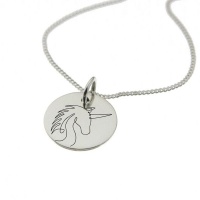 Unicorn Engraved Sterling Silver Necklace with Chain Photo
