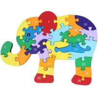 Elephant Shaped Colourful Wooden Puzzle 26 Piece Photo