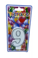Large Birthday Candle - Number 9 - Silver Photo