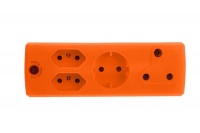 Electricmate 1 x 16amp 2 x 3 Pin Euro 1 x Schuko Adaptor Loose Orange Photo