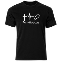 Think Out Loud Mens "Faith Hope Love" Short Sleeve Tshirt Black Photo