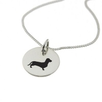 Dachshund Dog Silhouette Sterling Silver Necklace with Chain Photo