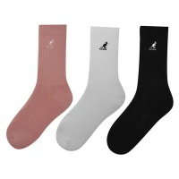 Kangol Ladies Crew Socks - 3 Pack Ladies 14 - Black/White/Pink Parallel Import Photo