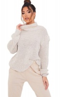 I Saw it First - Ladies Stone Roll Neck Shoulder Detail Jumper Photo