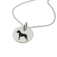 Pit bull Dog Silhouette Sterling Silver Necklace with Chain Photo